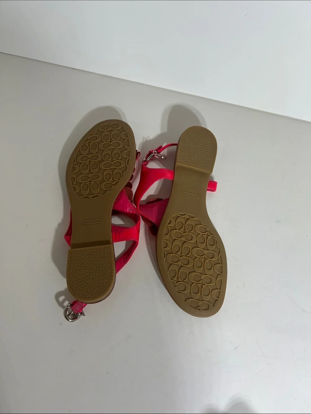 Coach Women's Hot Pink Floral T-Strap Sandals - Picture 3 of 6